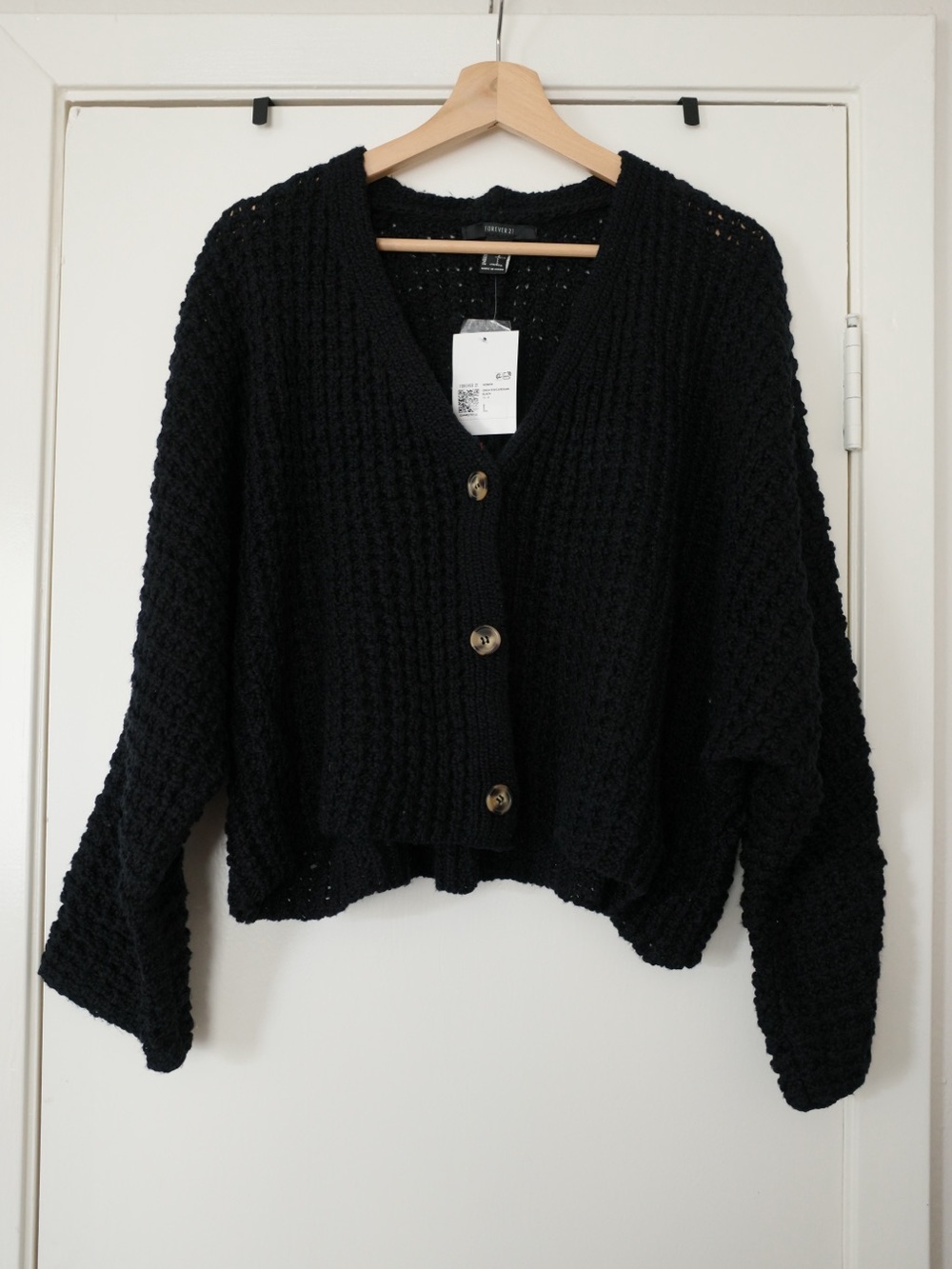 Forever 21 Black Chunky Knit V-Neck Cardigan